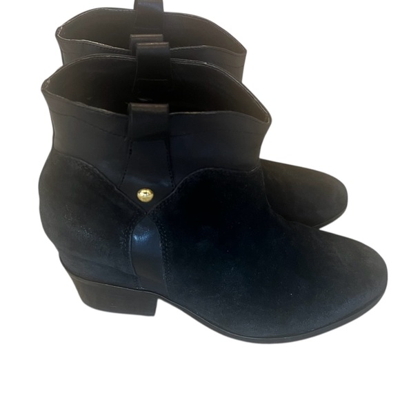 Ivanka Trump Black Leather & Suede Ankle Booties - Picture 6 of 16